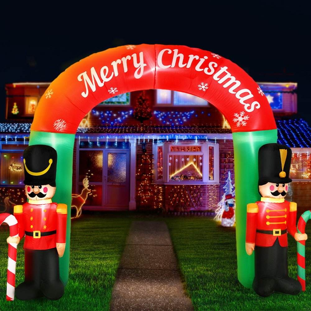 Jingle Jollys Christmas Inflatable Archwary Nutcracker 3M Illuminated Decorations - Outdoorium