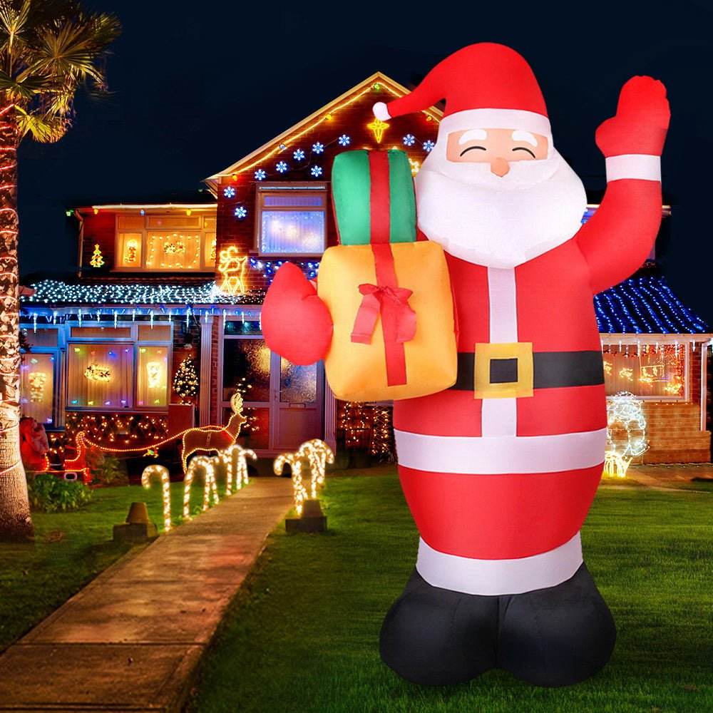Jingle Jollys Christmas Inflatable Santa 2.4M Outdoor Xmas Decorations Lights - Outdoorium