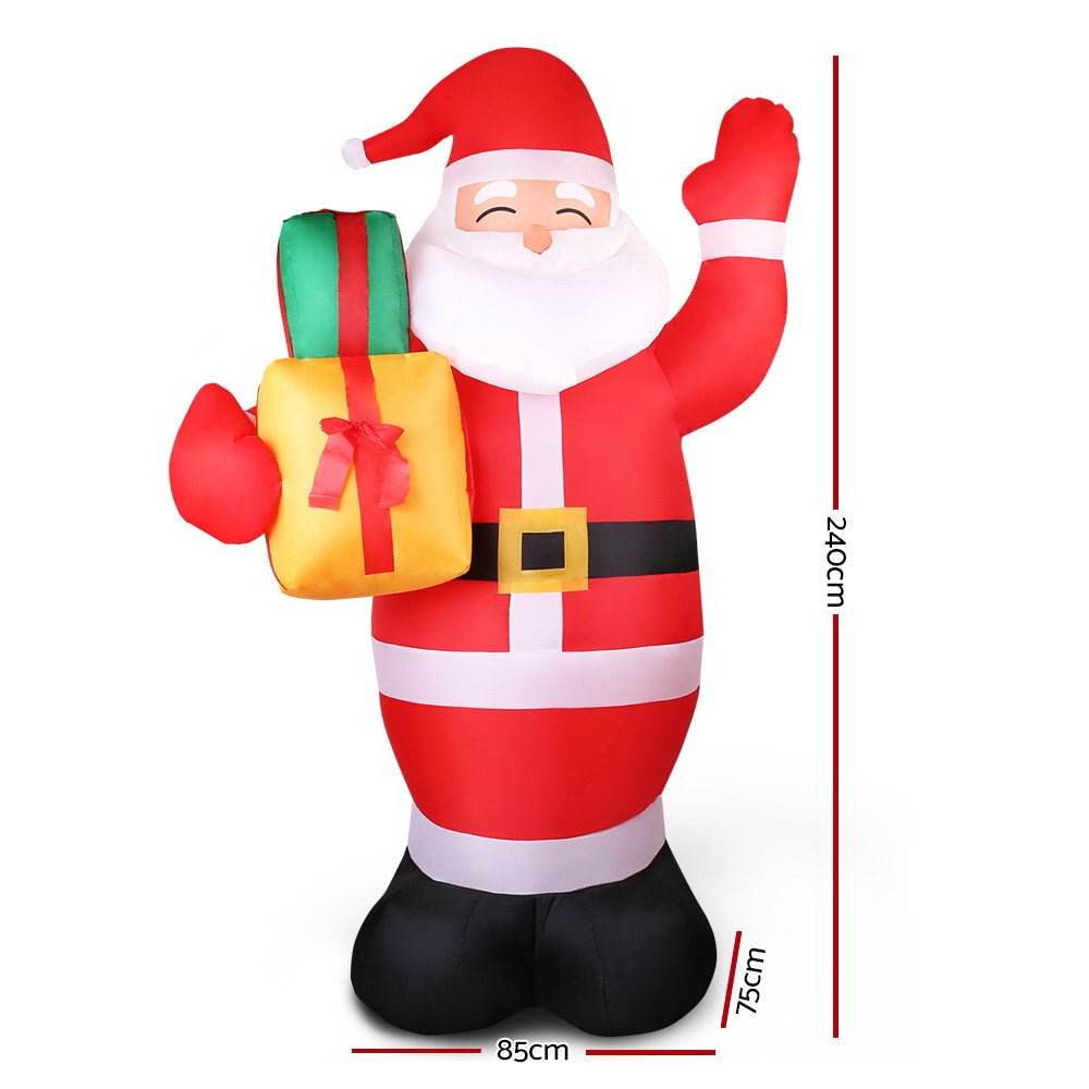Jingle Jollys Christmas Inflatable Santa 2.4M Outdoor Xmas Decorations Lights - Outdoorium