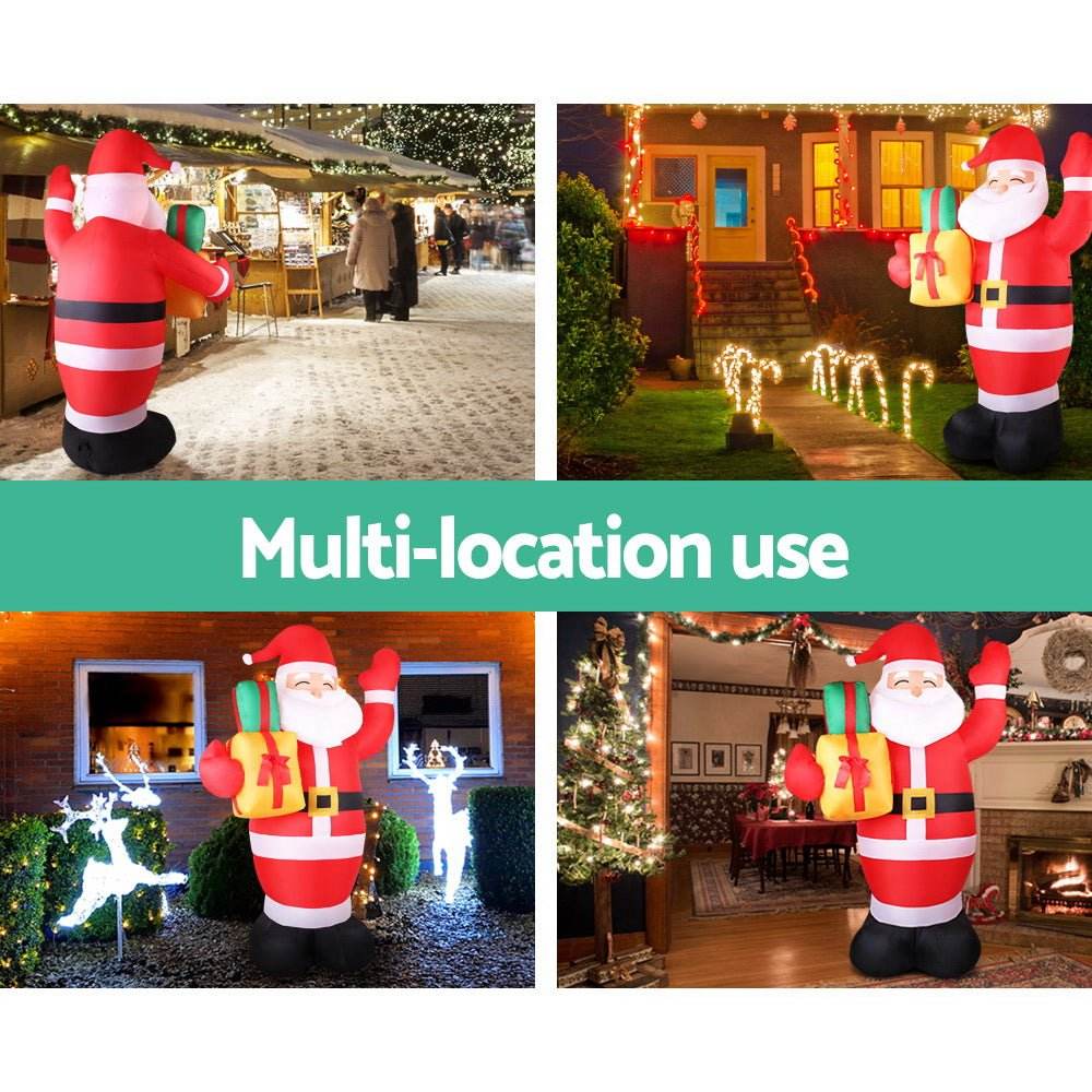 Jingle Jollys Christmas Inflatable Santa 2.4M Outdoor Xmas Decorations Lights - Outdoorium
