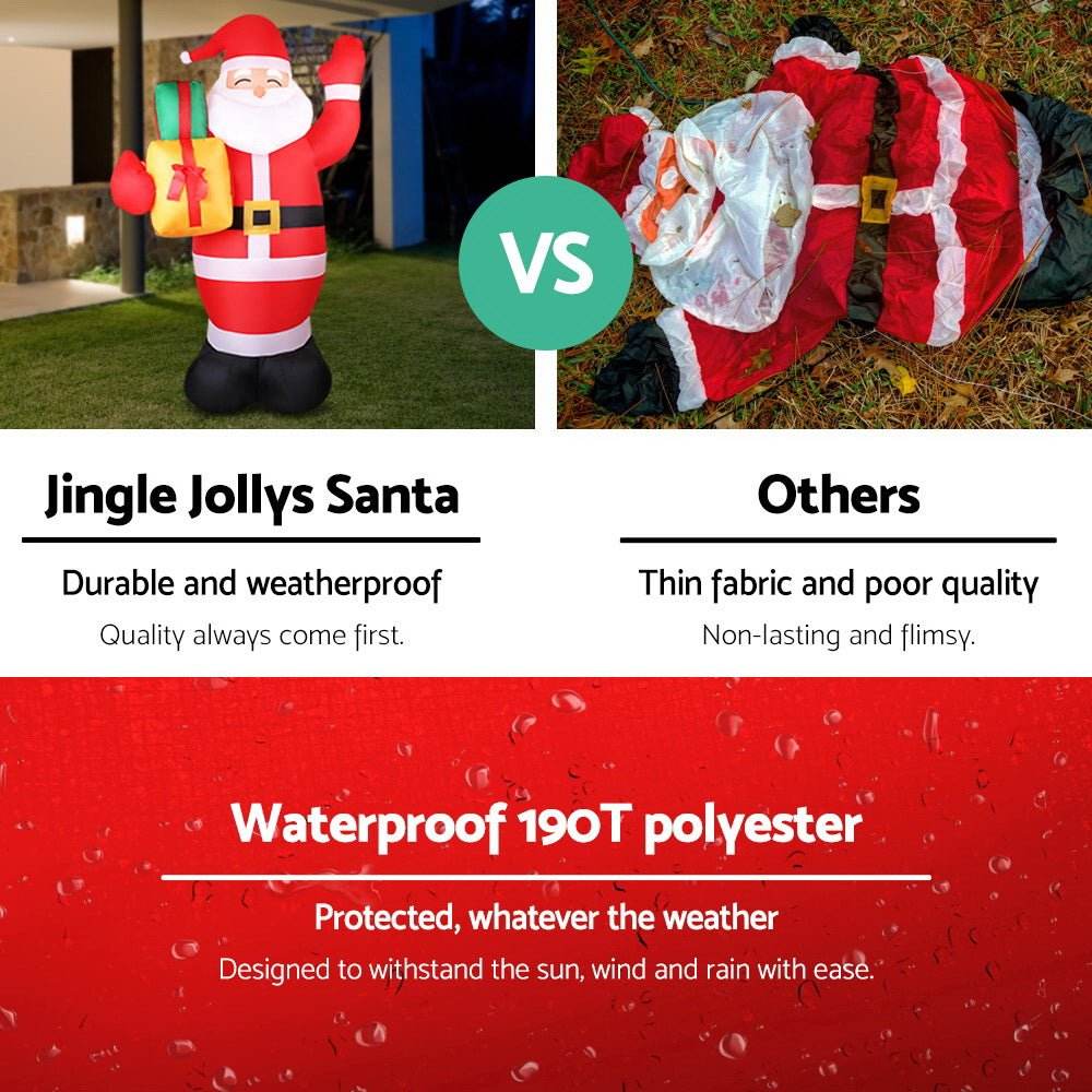 Jingle Jollys Christmas Inflatable Santa 2.4M Outdoor Xmas Decorations Lights - Outdoorium