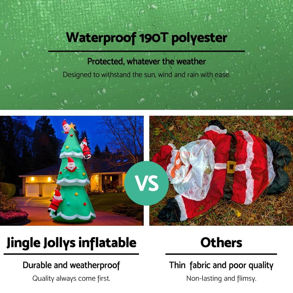 Jingle Jollys Christmas Inflatable Santa Tree 5M Illuminated Decorations | Outdoorium