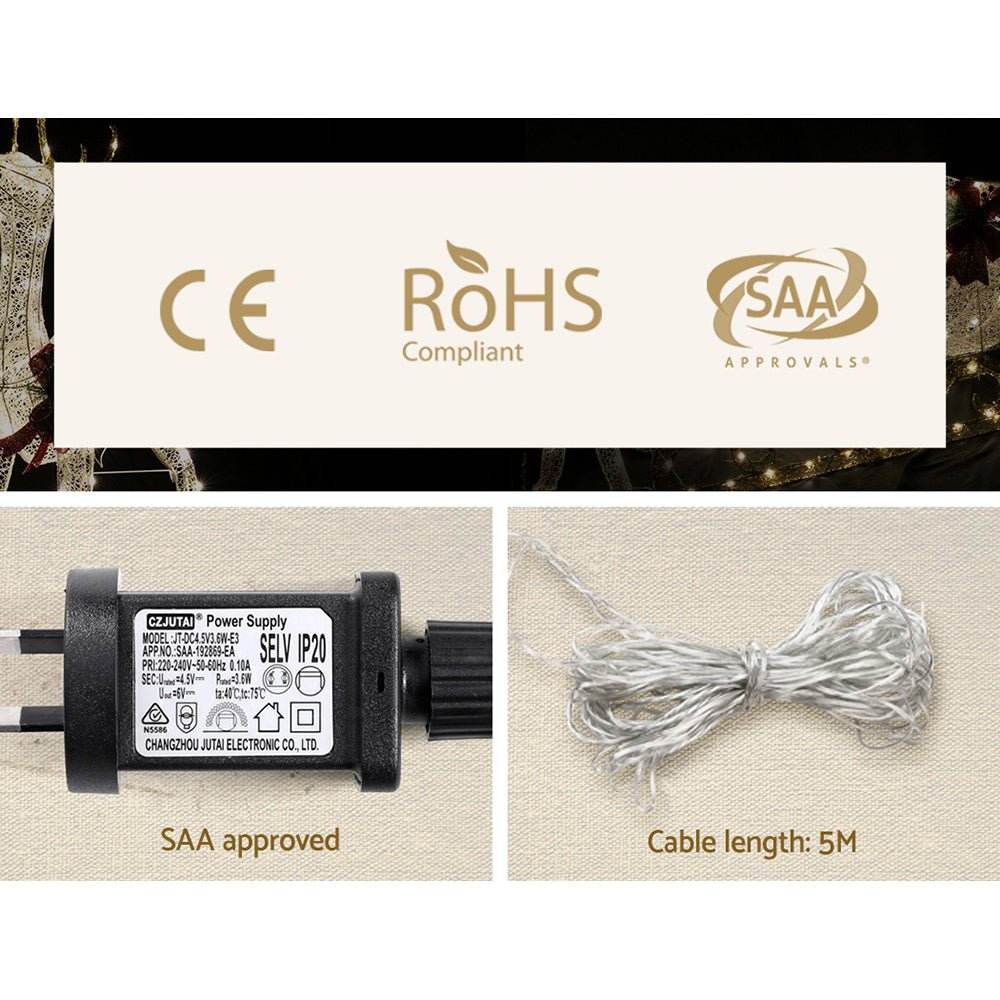 1.5M Christmas Lights Reindeer 100 LED Decorations Jingle Jollys | Outdoorium