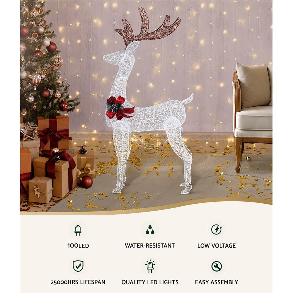 1.5M Christmas Lights Reindeer 100 LED Decorations Jingle Jollys | Outdoorium