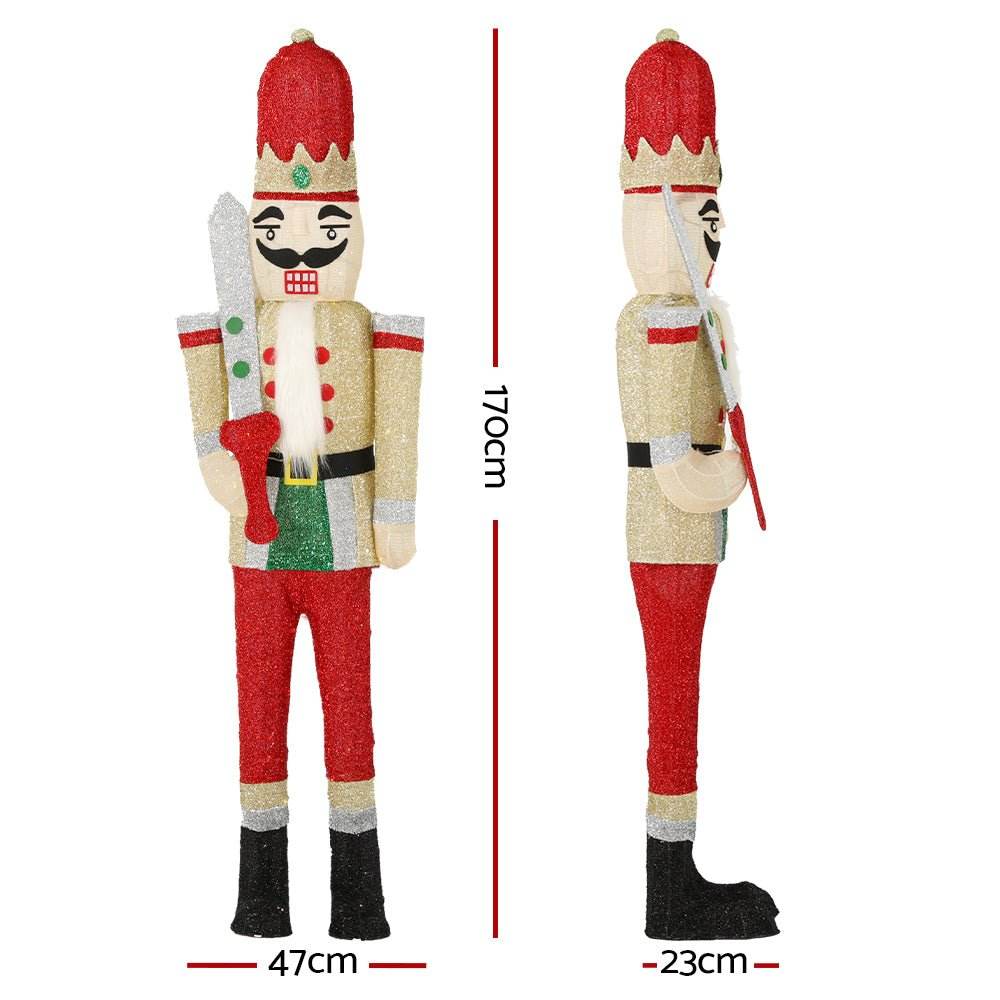 Jingle Jollys Christmas Lights 170cm Nutcracker 180 LED Fairy Light Decorations - Outdoorium