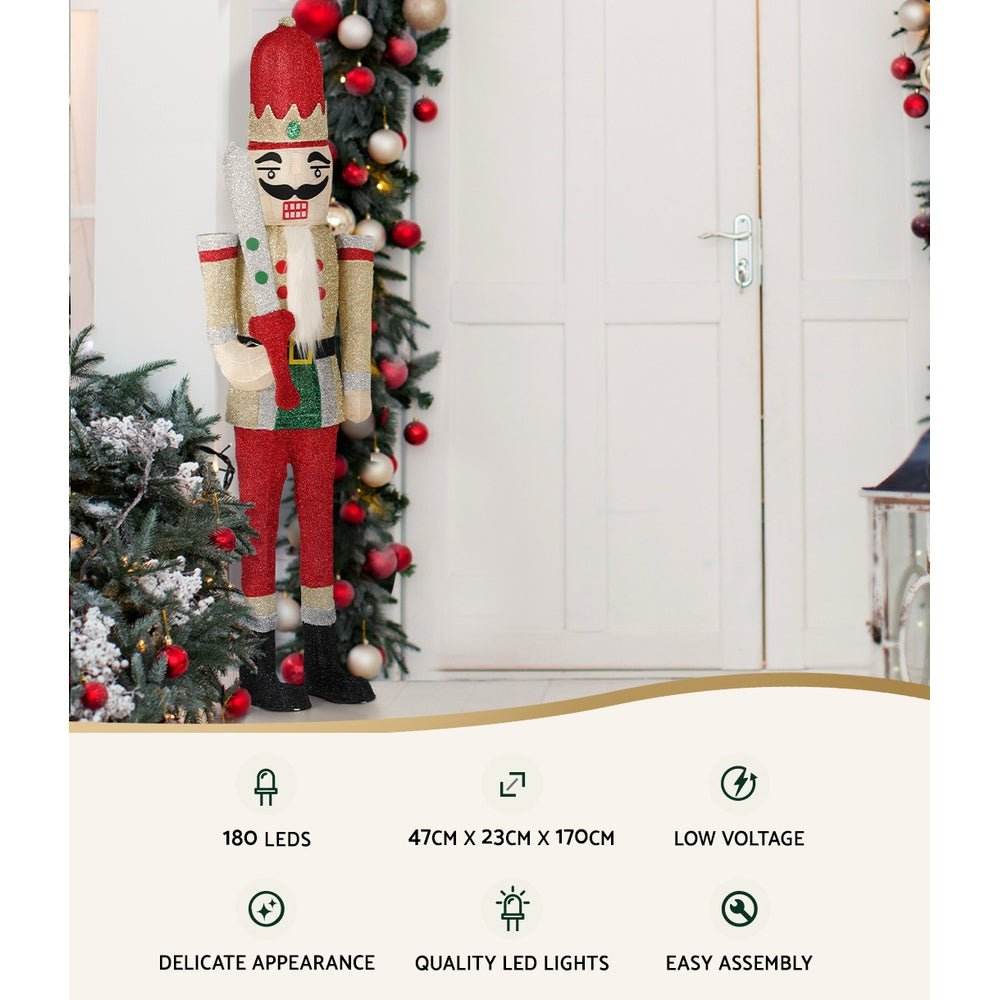Jingle Jollys Christmas Lights 170cm Nutcracker 180 LED Fairy Light Decorations - Outdoorium