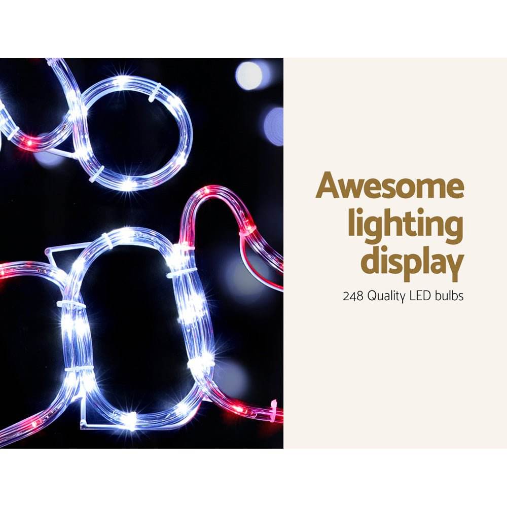 1M Christmas Lights 248 LED Santa Motif Light Decorations Jingle Jollys - Outdoorium