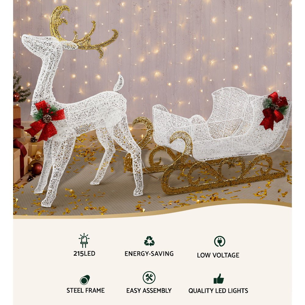 Jingle Jollys Christmas Lights Motif LED Rope Light Reindeer Sleigh Xmas Decor - Outdoorium
