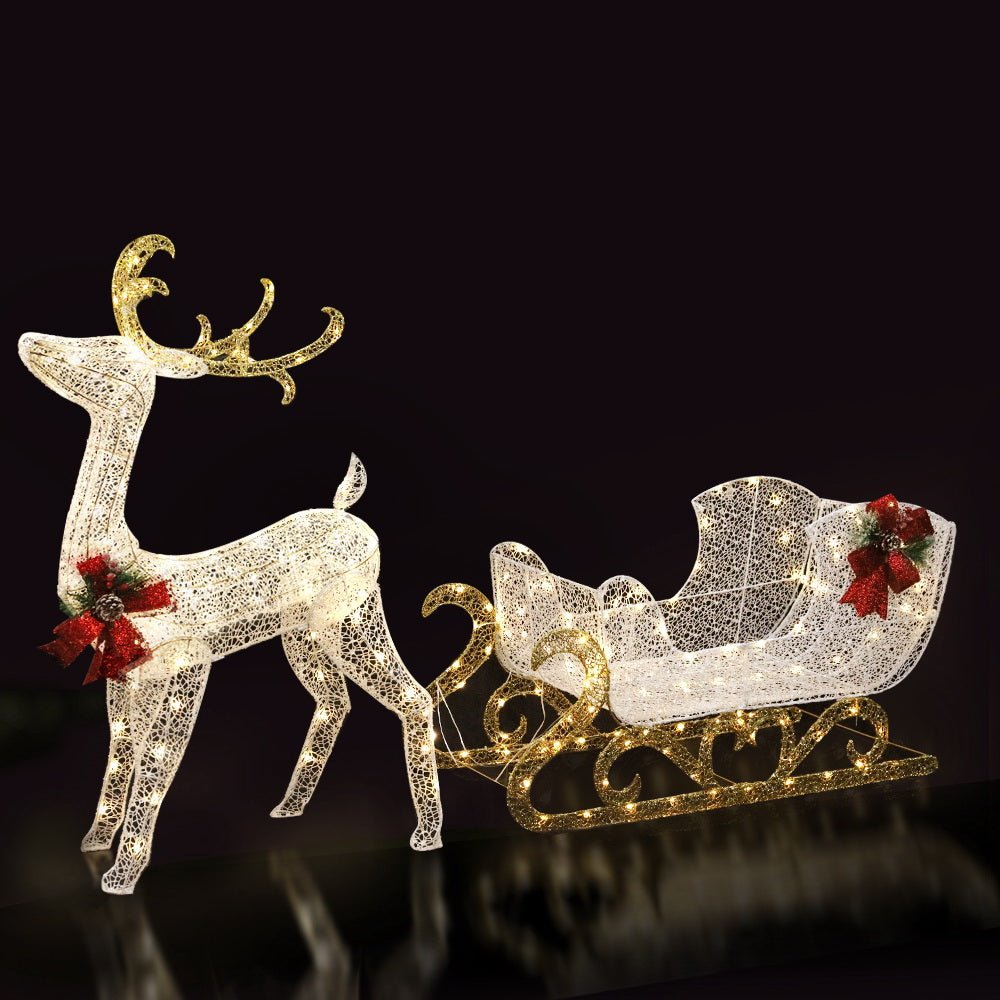 Jingle Jollys Christmas Lights Motif LED Rope Light Reindeer Sleigh Xmas Decor - Outdoorium