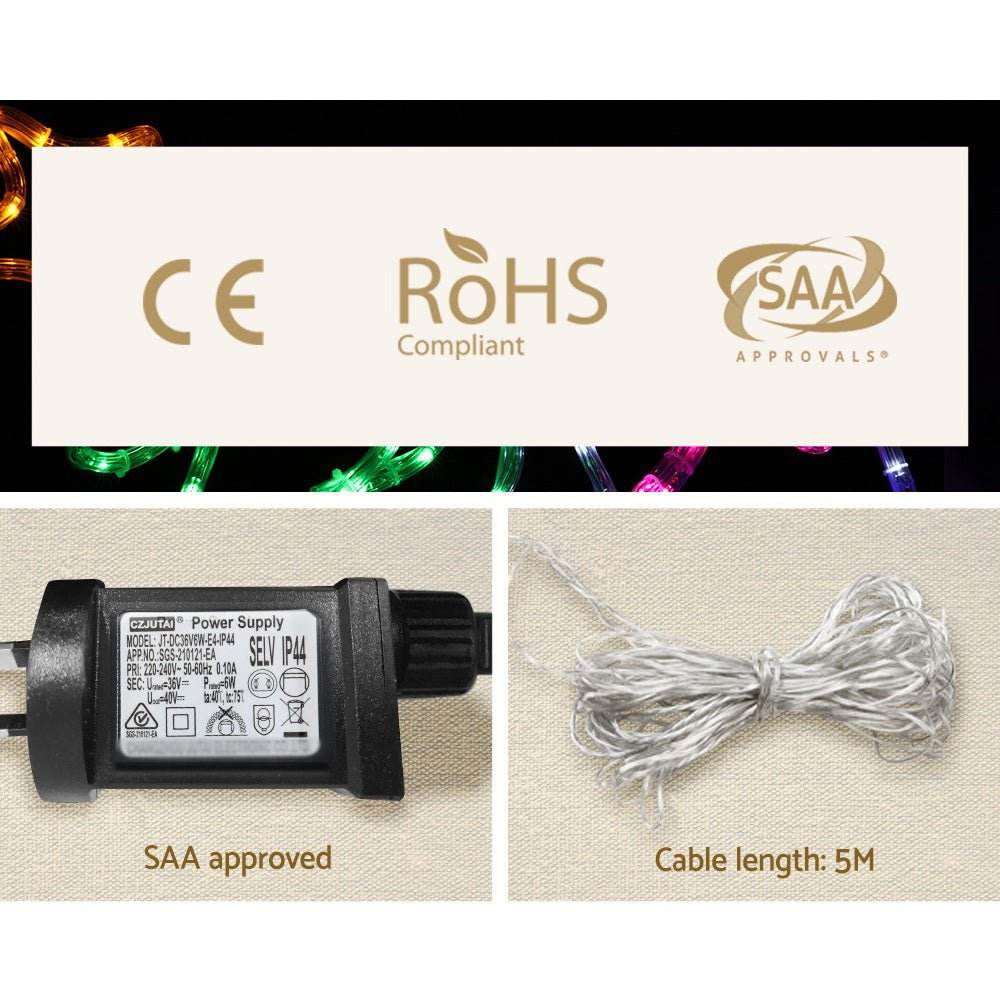 2.1M Christmas Lights 631 LED Train Motif Light Decorations Jingle Jollys - Outdoorium