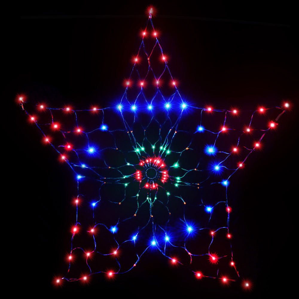 Jingle Jollys Christmas Lights Motif LED Star Net Waterproof Outdoor Colourful - Outdoorium