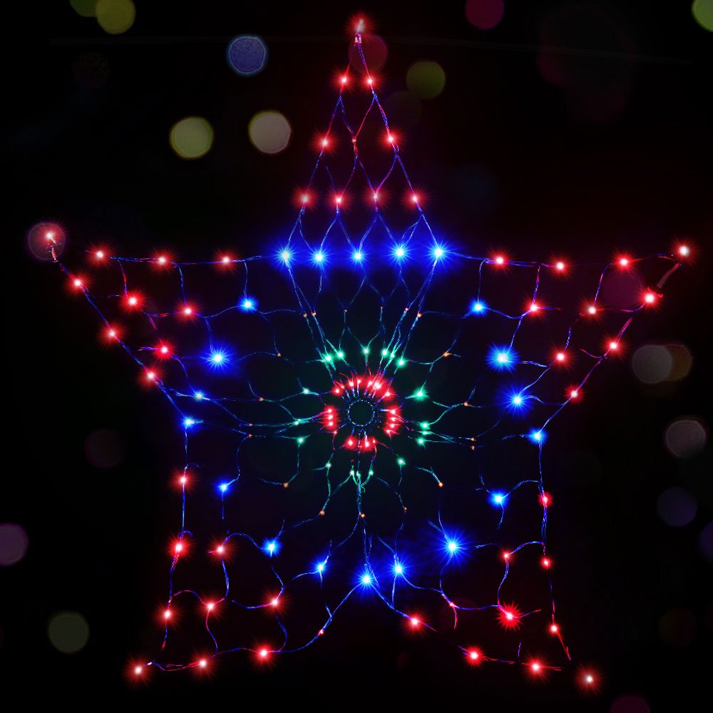 Jingle Jollys Christmas Lights Motif LED Star Net Waterproof Outdoor Colourful - Outdoorium