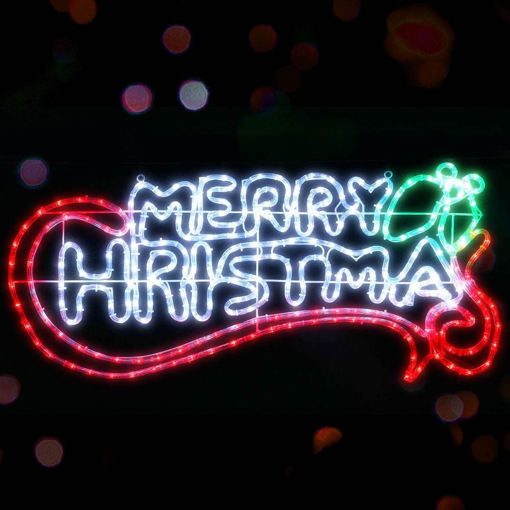 0.96M Christmas Lights Merry Christmas 288 LED Decorations Jingle Jollys - Outdoorium