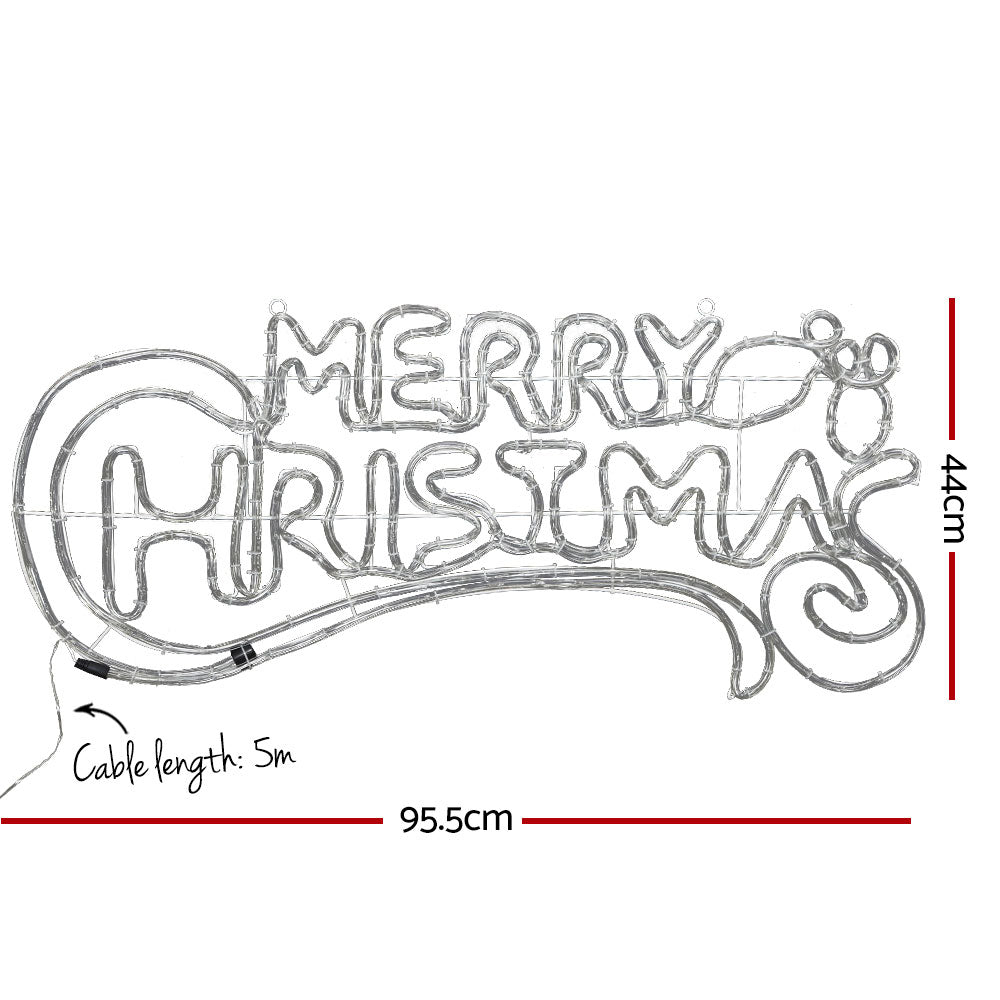 Jingle Jollys Christmas Motif Lights LED Rope Merry Xmas Waterproof Colourful - Outdoorium