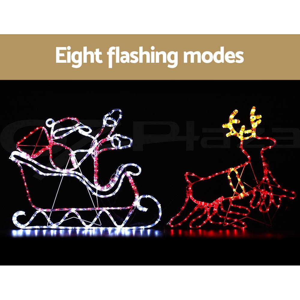 Jingle Jollys Christmas Motif Lights LED Rope Reindeer Waterproof Colourful Xmas - Outdoorium