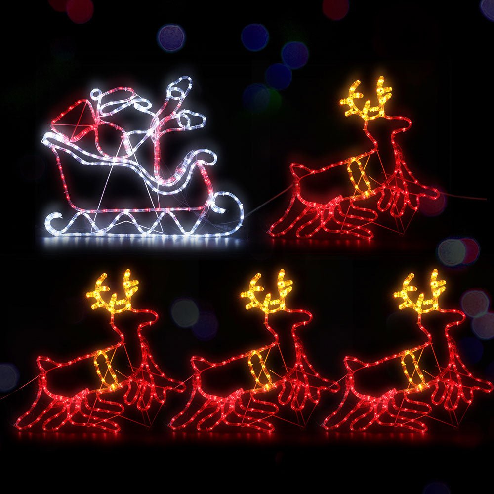 Jingle Jollys Christmas Motif Lights LED Rope Reindeer Waterproof Colourful Xmas - Outdoorium