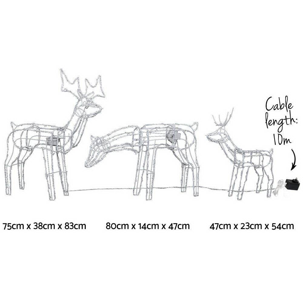 3 PCS Christmas Lights Reindeers 250 LED Decorations Jingle Jollys | Outdoorium