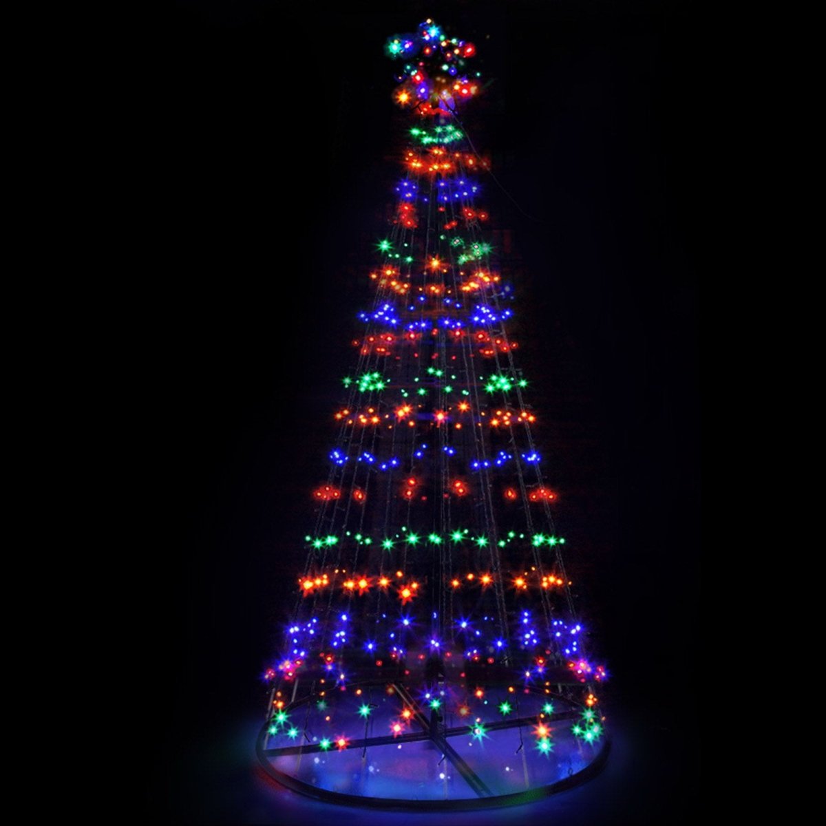 Jingle Jollys Christmas Tree 2.1M 264 LED Xmas Trees Solar Power Multi Colour - Outdoorium