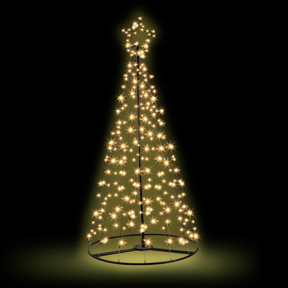 Jingle Jollys Christmas Tree 2.1M 264 LED Xmas Trees Solar Power Warm White - Outdoorium