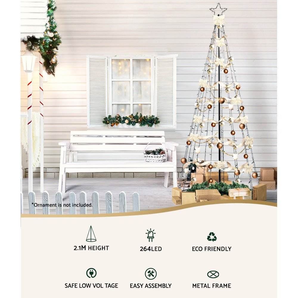 2.1M Christmas Tree LED Solar Warm Jingle Jollys - Outdoorium