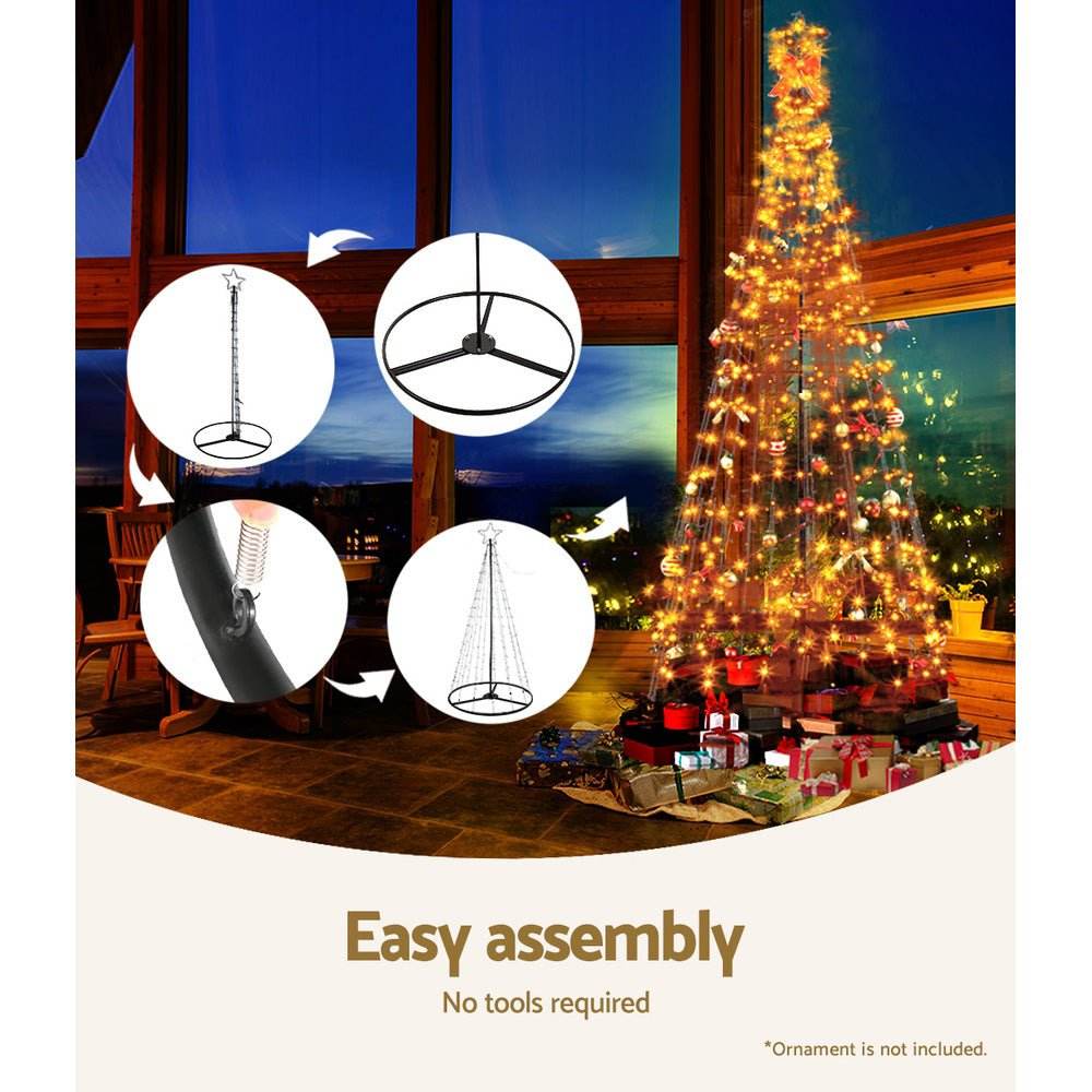 2.1M Christmas Tree LED Solar Warm Jingle Jollys - Outdoorium