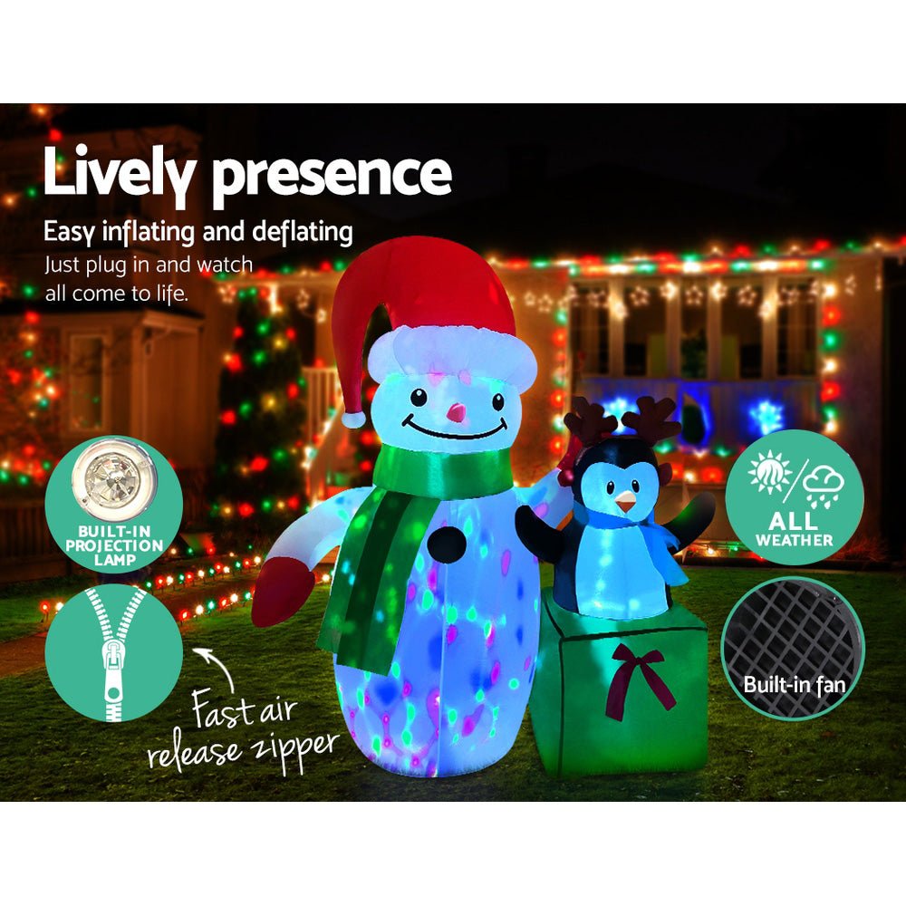 Jingle Jollys Christmas Inflatable Snowman 1.8M Lights LED Outdoor Decorations - Outdoorium