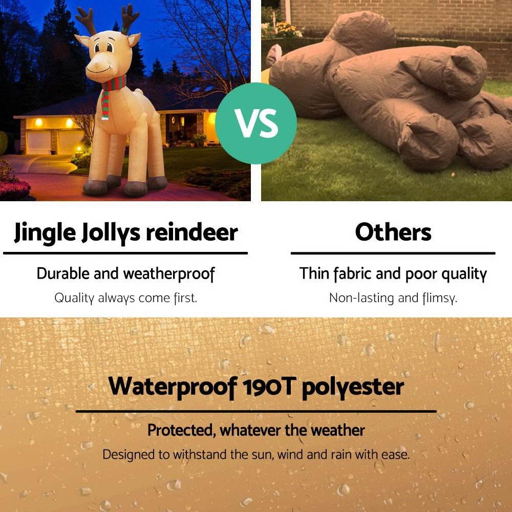 Jingle Jollys Christmas Inflatable Reindeer 5M Illuminated Decorations | Outdoorium