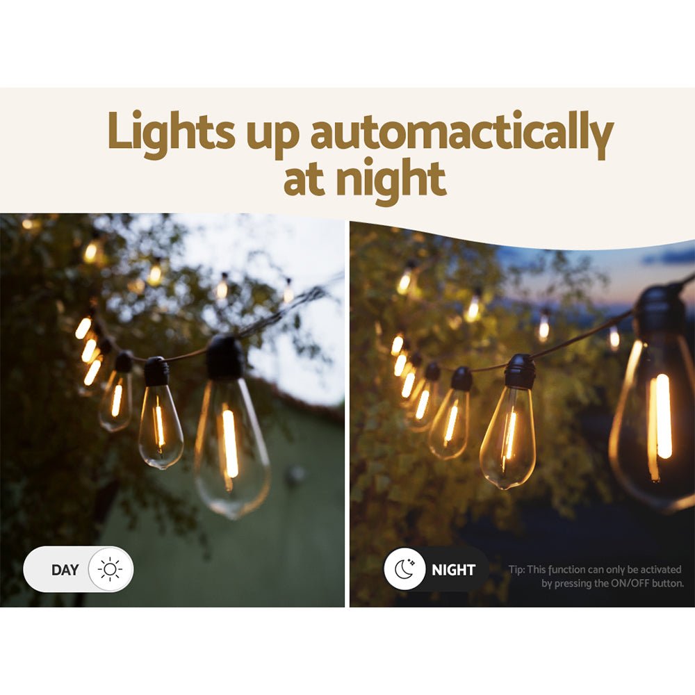 Jingle Jollys LED Solar Festoon Lights 17m String Light Outdoor - Outdoorium