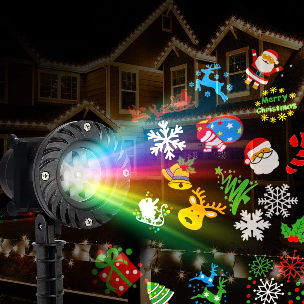 Jingle Jollys Pattern LED Laser Landscape Projector Light Lamp Christmas Party - Outdoorium