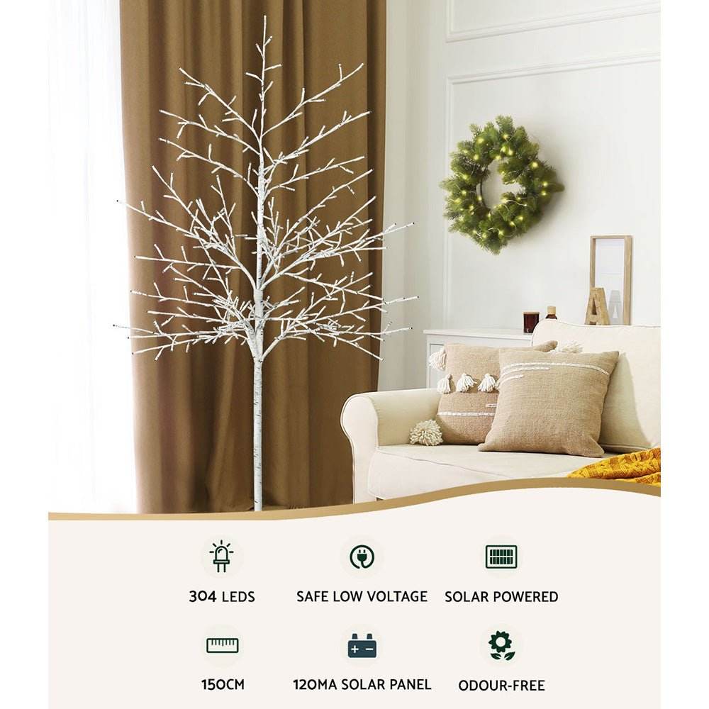 1.5M Christmas Tree 304 LED Solar Jingle Jollys - Outdoorium