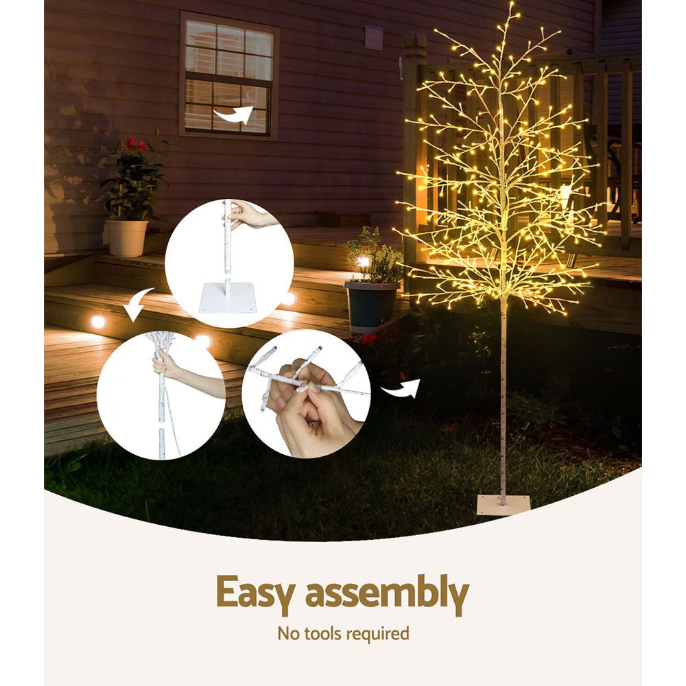 Jingle Jollys Solar Christmas Tree 2.1M 480 LED Trees With Lights Warm White - Outdoorium