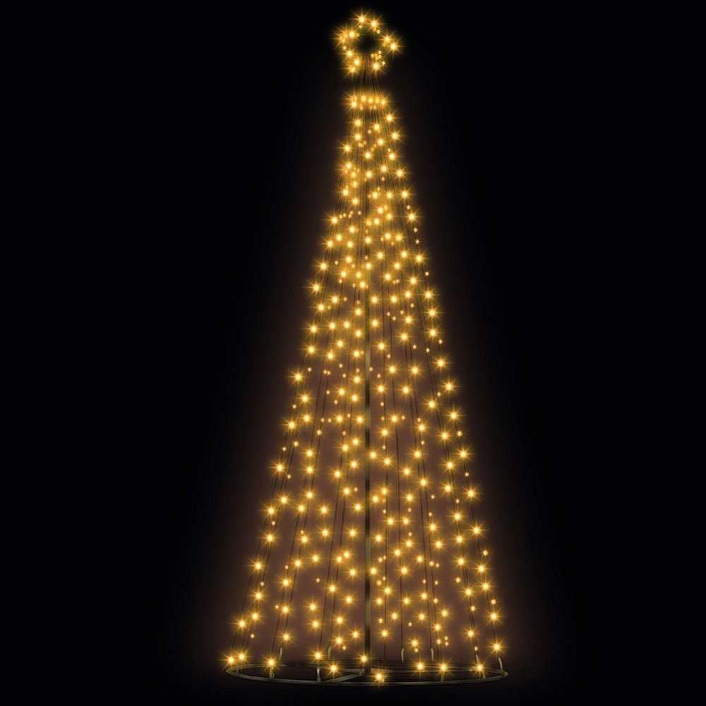 Jingle Jollys Solar Christmas Tree 3.6M LED Xmas Tree 8 Light Modes Warm White - Outdoorium