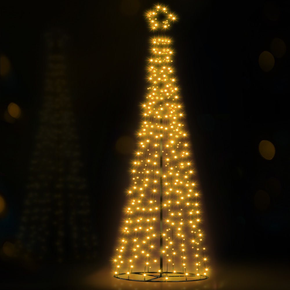 Jingle Jollys Solar Christmas Tree 3.6M LED Xmas Tree 8 Light Modes Warm White - Outdoorium