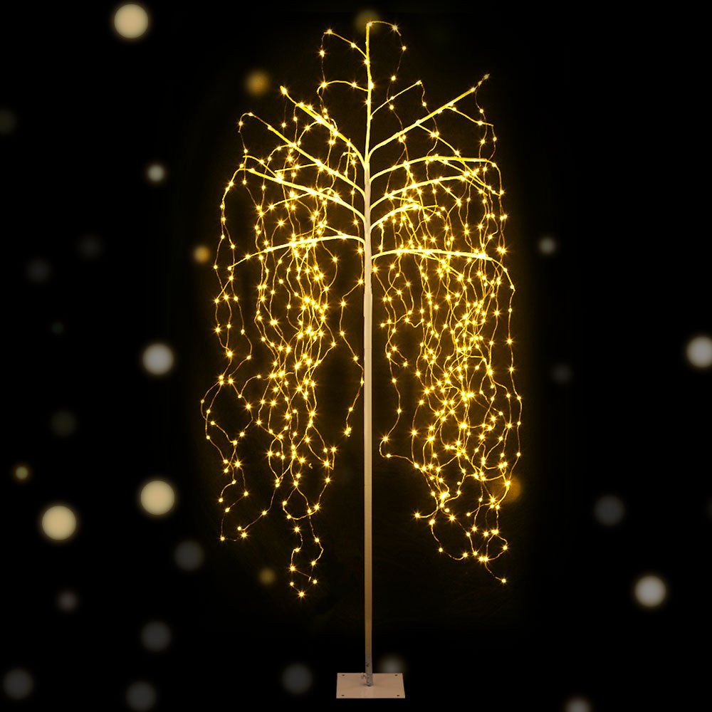 Jingle Jollys 2.1M Solar Christmas Tree 600 LED Trees String Lights Warm White - Outdoorium