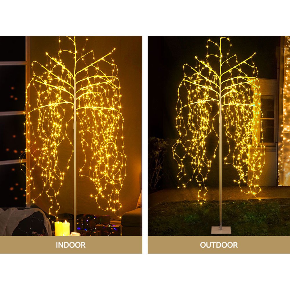 Jingle Jollys 2.1M Solar Christmas Tree 600 LED Trees String Lights Warm White - Outdoorium
