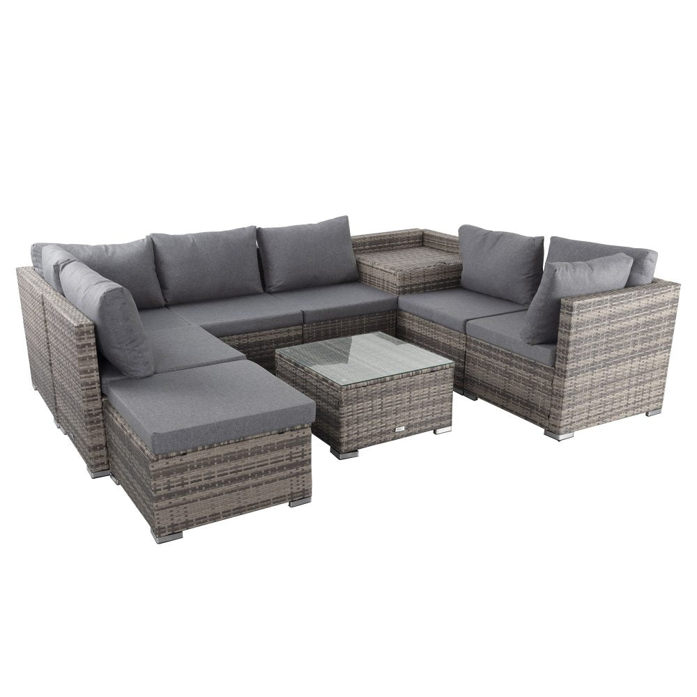 Large Modular Outdoor Ottoman Lounge Set in Grey - Outdoorium