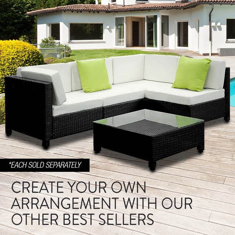LONDON RATTAN 1pc Sofa Outdoor Furniture Setting -Corner Garden Lounge Chair - Outdoorium