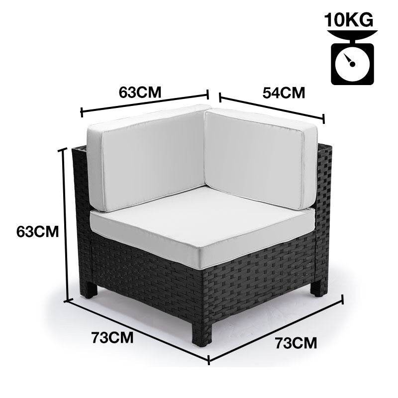 LONDON RATTAN 1pc Sofa Outdoor Furniture Setting -Corner Garden Lounge Chair - Outdoorium