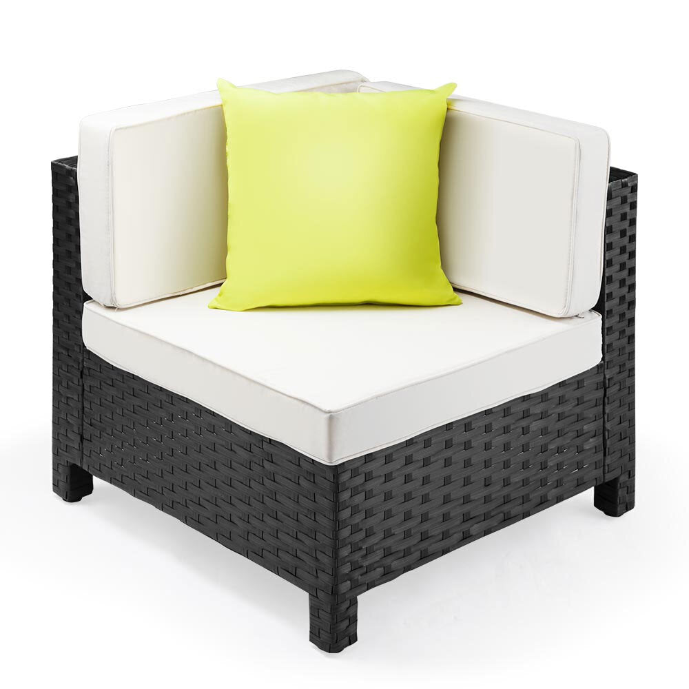 LONDON RATTAN 1pc Sofa Outdoor Furniture Setting -Corner Garden Lounge Chair - Outdoorium