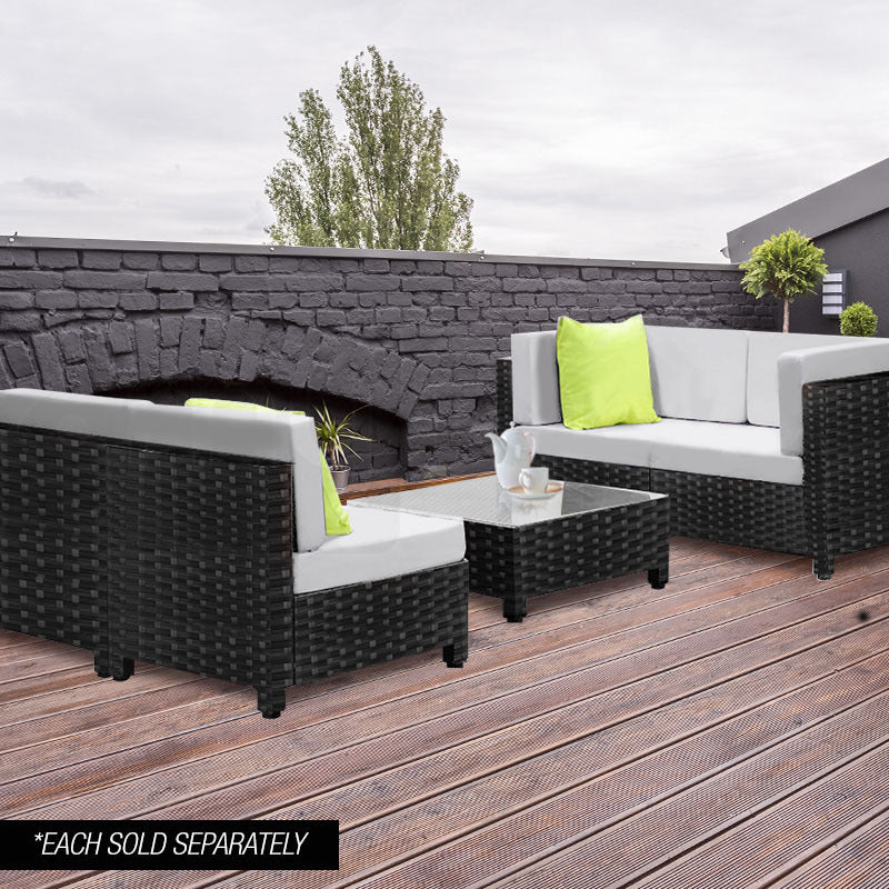 LONDON RATTAN 1pc Sofa Outdoor Furniture Setting - Steel Frame Garden Lounge - Outdoorium