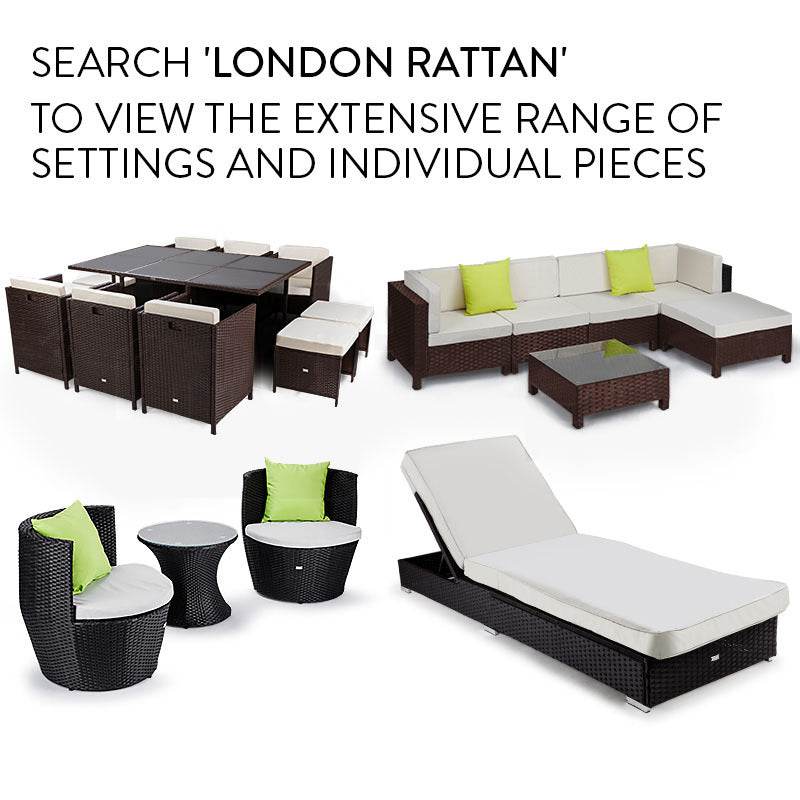 LONDON RATTAN Ottoman Outdoor Wicker Furniture Garden Sofa Lounge Foot Stool - Outdoorium