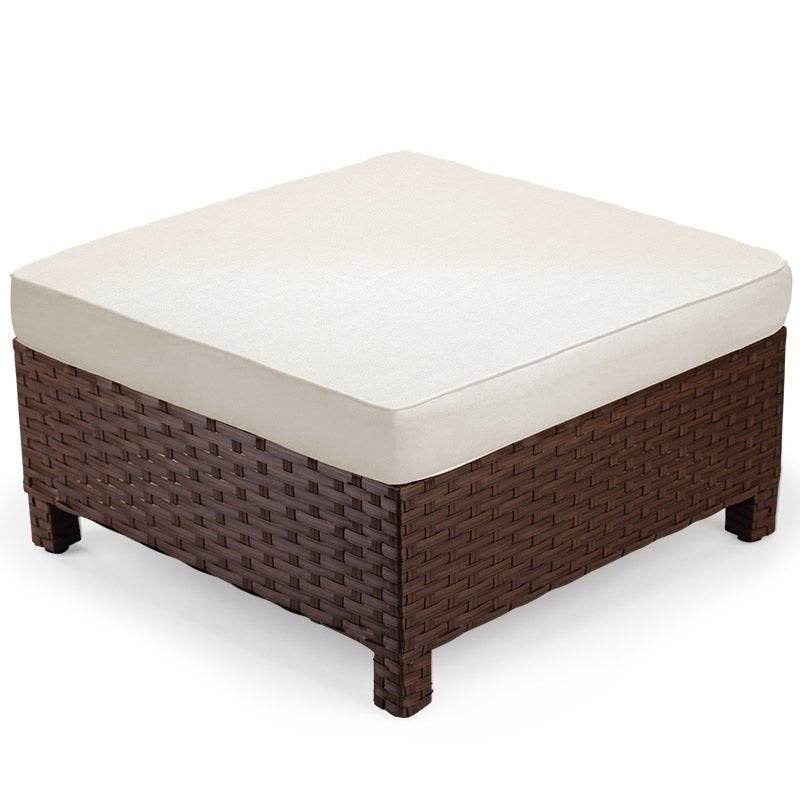 LONDON RATTAN Ottoman Outdoor Wicker Furniture Garden Sofa Lounge Foot Stool - Outdoorium