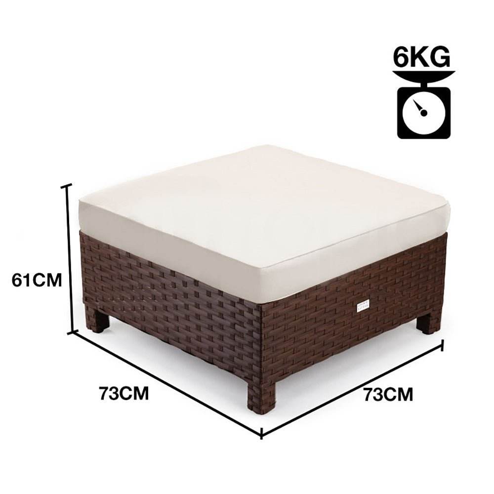 LONDON RATTAN Ottoman Outdoor Wicker Furniture Garden Sofa Lounge Foot Stool - Outdoorium