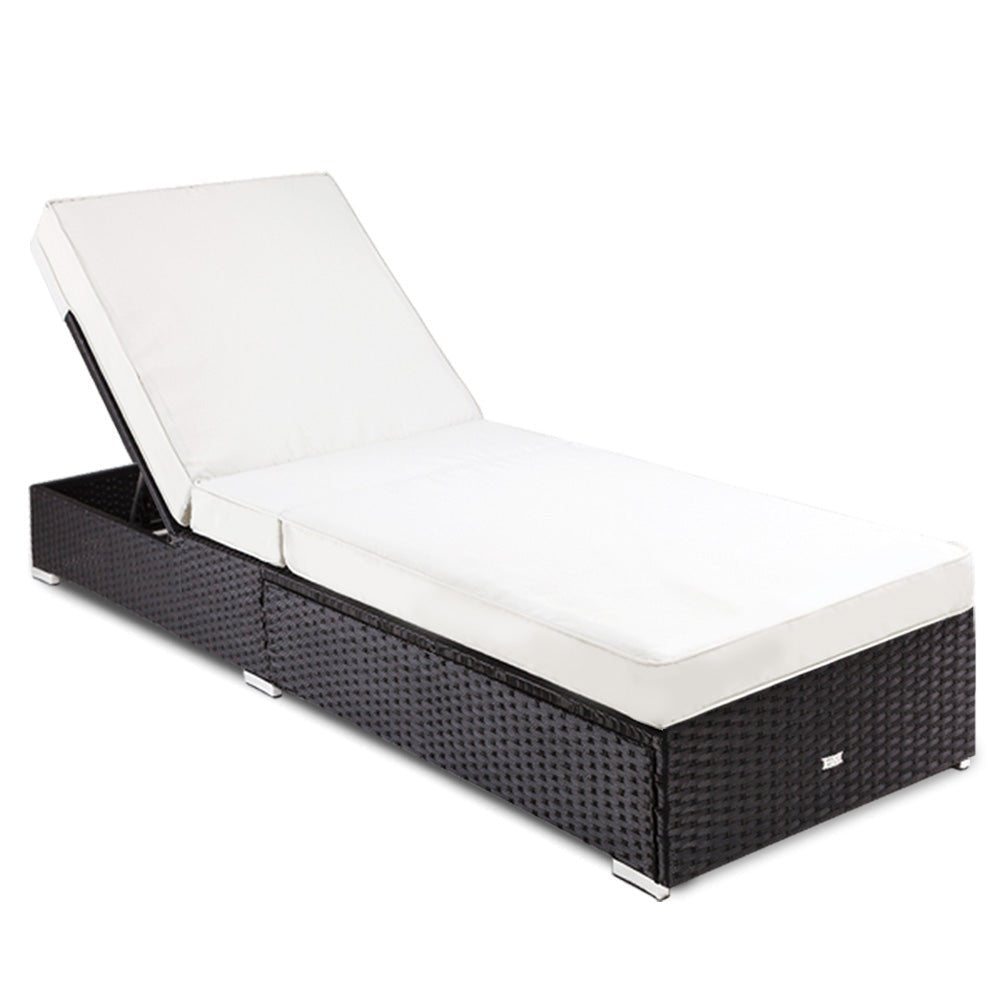 LONDON RATTAN Wicker Premium Outdoor Sun Lounge Pool Furniture Bed - Outdoorium