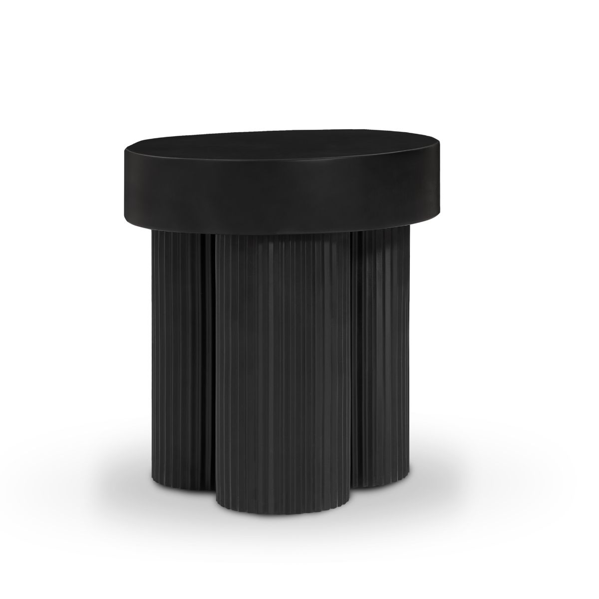 Maya Ribbed Black Side Table - Outdoorium