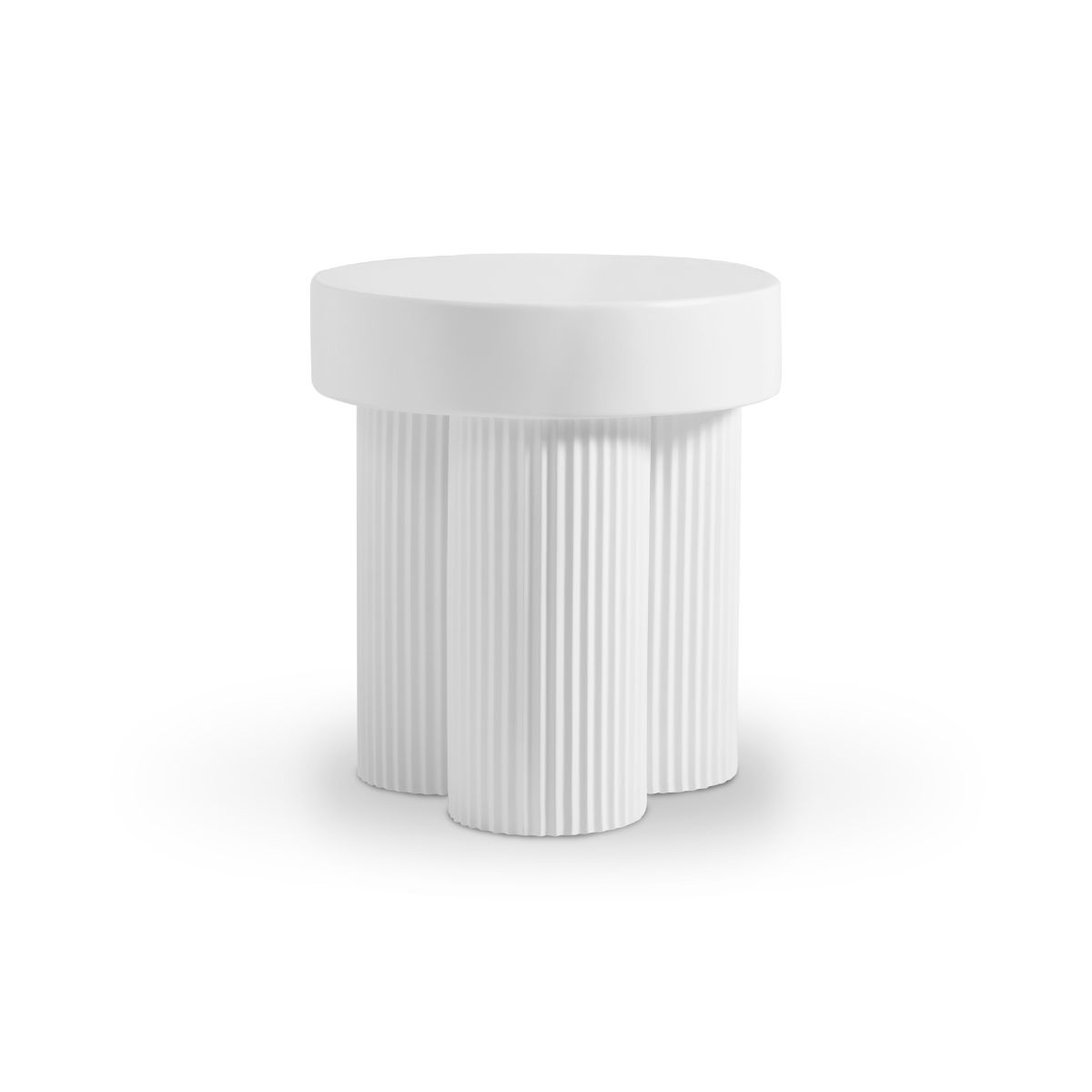 Maya Ribbed White Side Table - Outdoorium