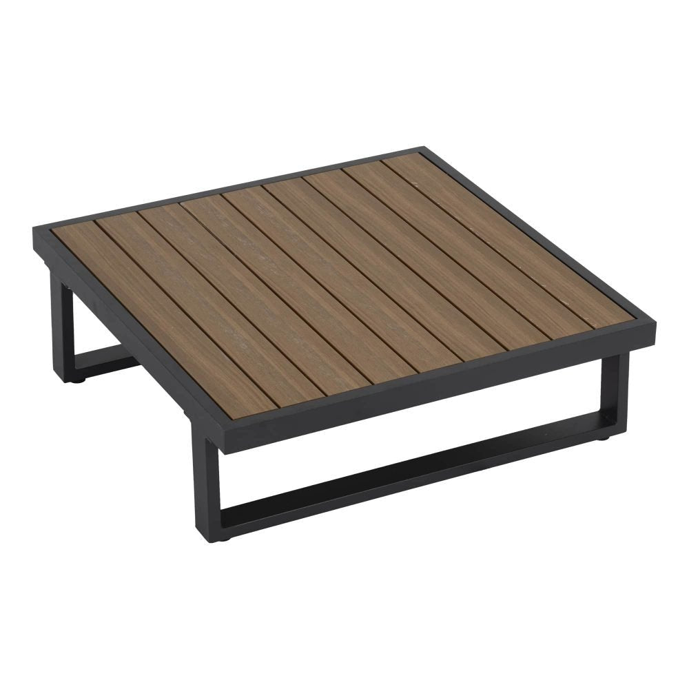 Modern Outdoor 7 Piece Lounge Set with Slatted Polywood Design Tables - Outdoorium