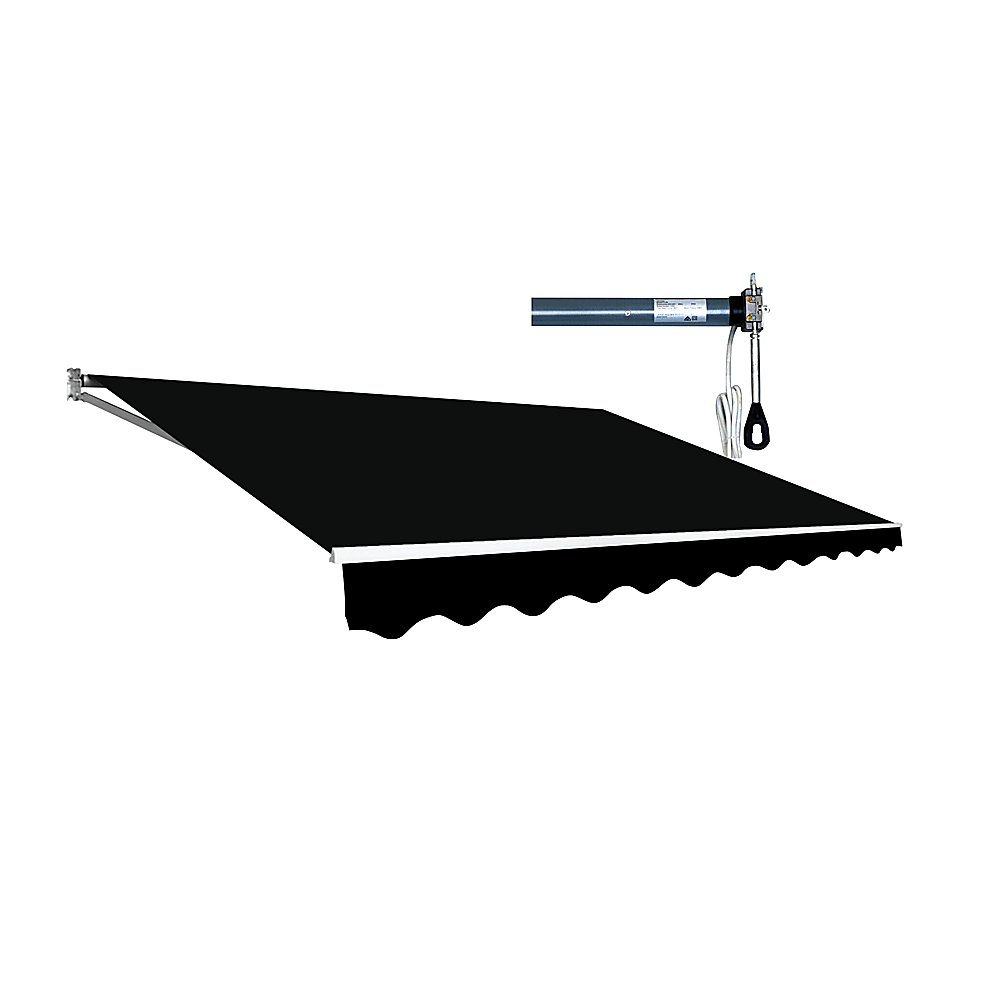 Motorised Outdoor Folding Arm Awning Retractable Sunshade Canopy Black 4.0m x 3.0m - Outdoorium