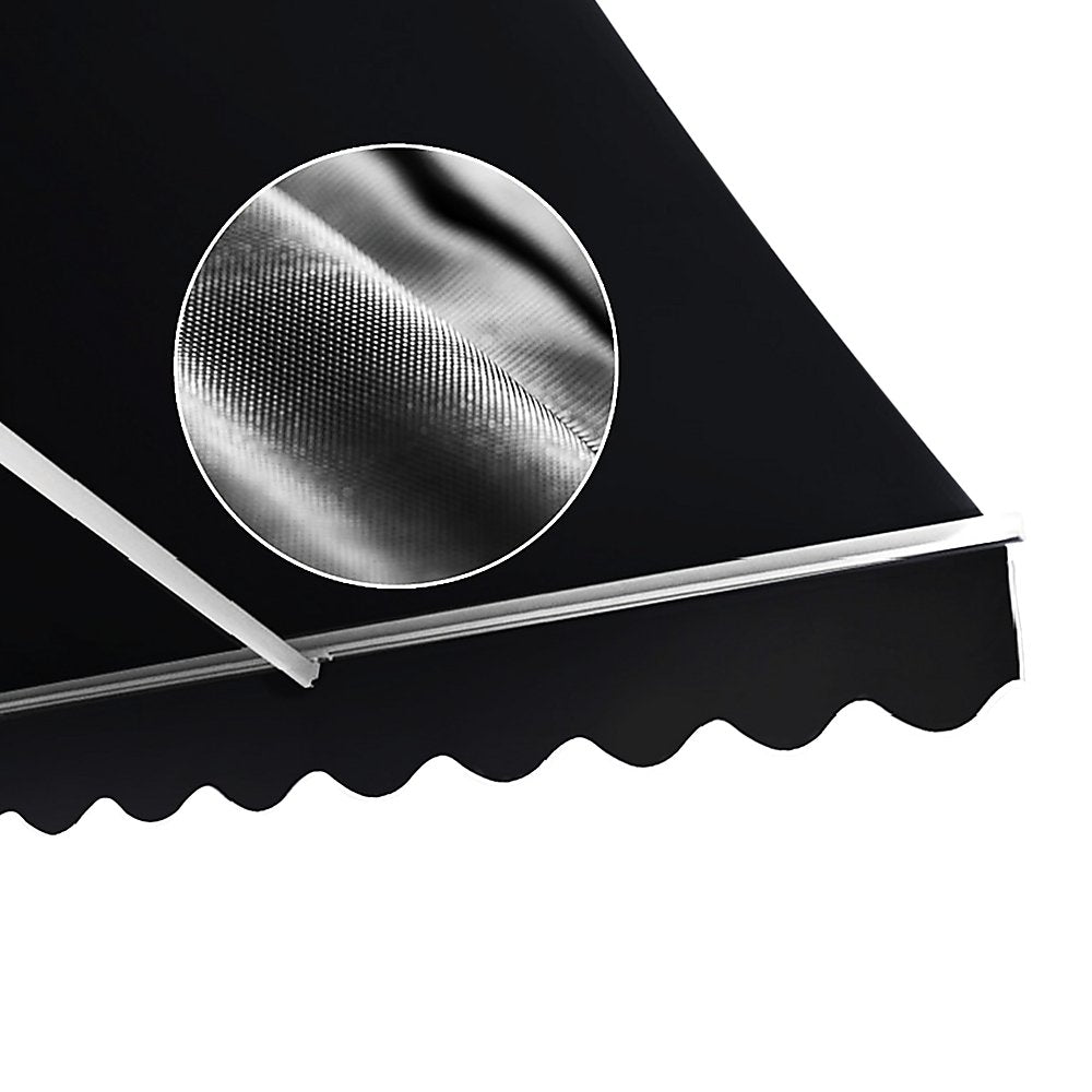 Motorised Outdoor Folding Arm Awning Retractable Sunshade Canopy Black 5.0m x 3.0m - Outdoorium