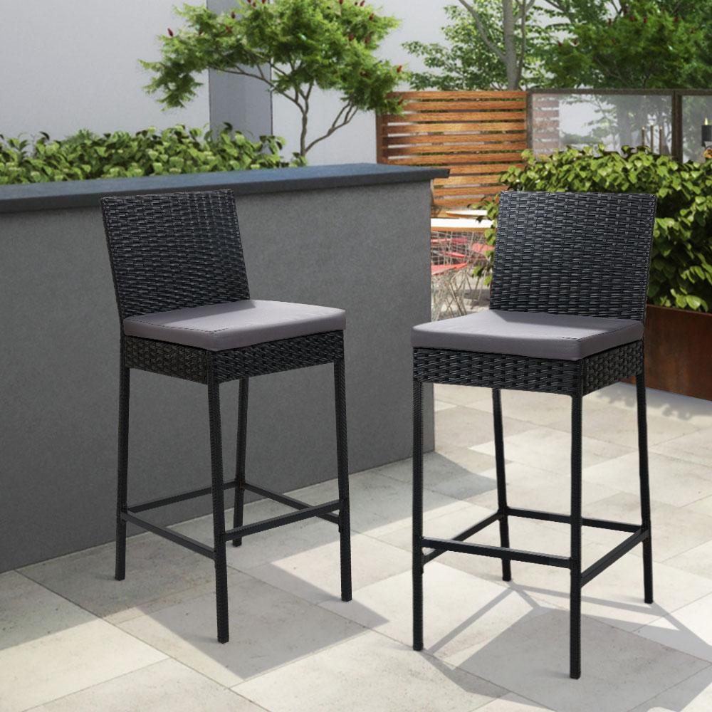Outdoor Bar Stools Dining Chairs Rattan Furniture X2 - Outdoorium